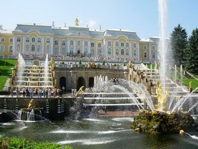 Webcam St. Petersburg, Peterhof, fountains of the Great Cascade in real time